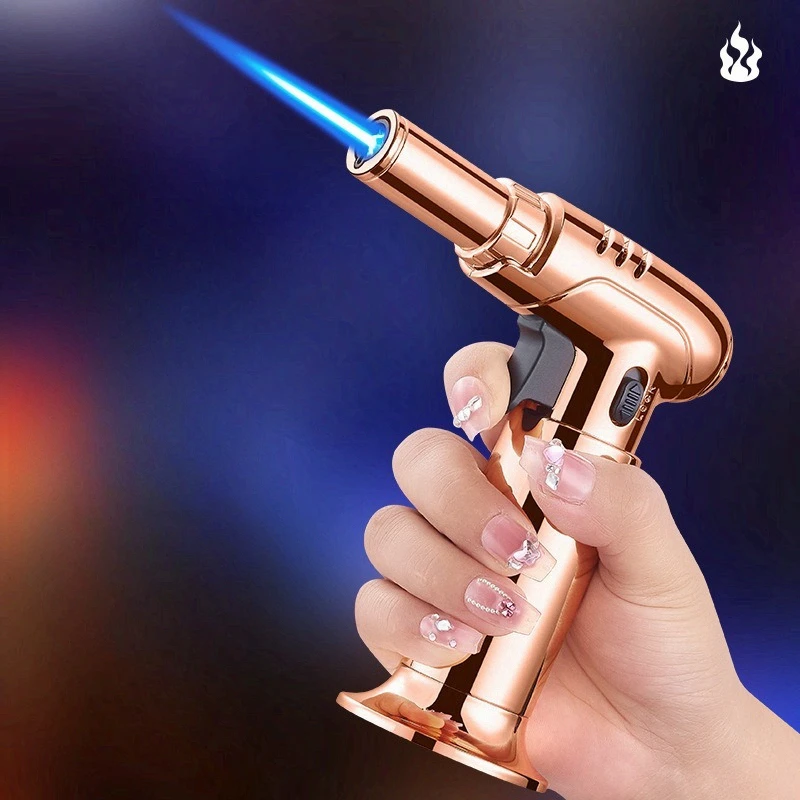 2026 Manufacturer Wholesale Spray Gun Cigar Lighter Cross-border Blue Flame Direct Charge Portable High-end Cocktail Smoke Set