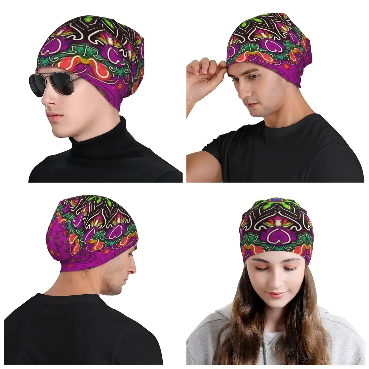 Mandala Flower Deanfun Colorful Skullies Beanies Caps Hip Hop Winter Warm Women Men Knitted Hats Adult Unisex Bonnet Hats