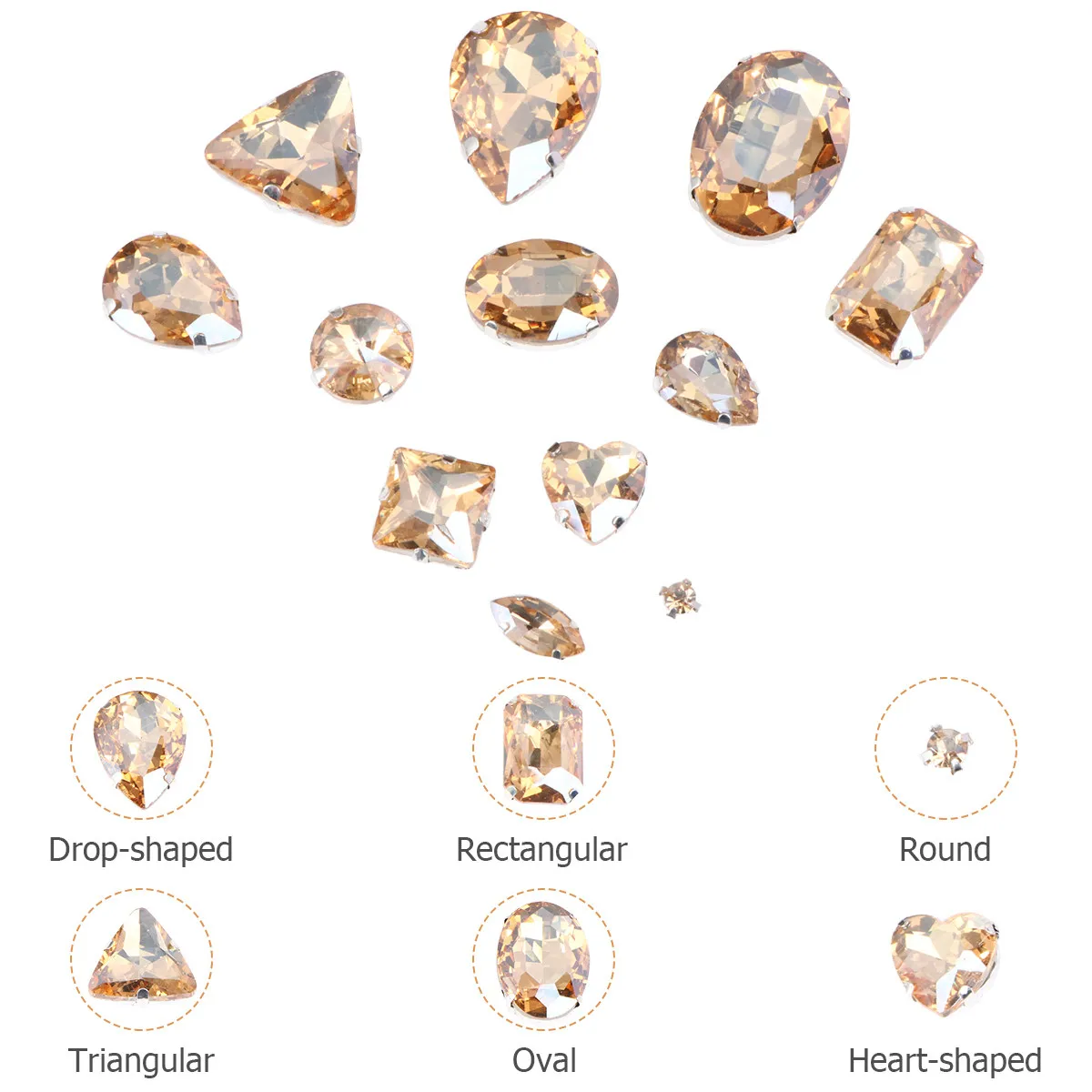 50Pcs Crystal Claw Glass Rhinestones Teardrop Shape High Purity Shiny Colors Abrasion Resistant for Garment Shoes Wedding Dress
