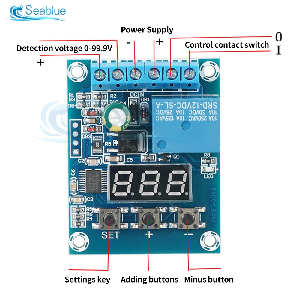 DC Current Detection Monitor Module Relay Digital Display Overcurrent Alarm Switch Controller Motor Stall Protection 9V 12V 24V