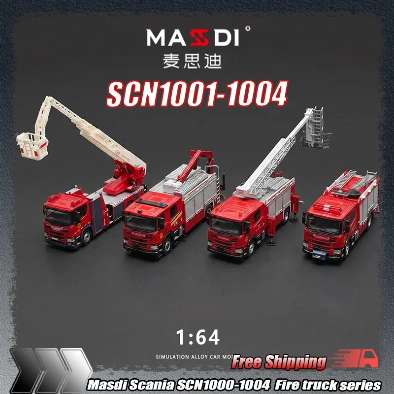 

New Masdi 1:64 SCN1002 Compressed Air Foam Fire Truck SCN1003 Emergency Rescue Fire Truck Alloy die-casting model Kids Toy Gifts