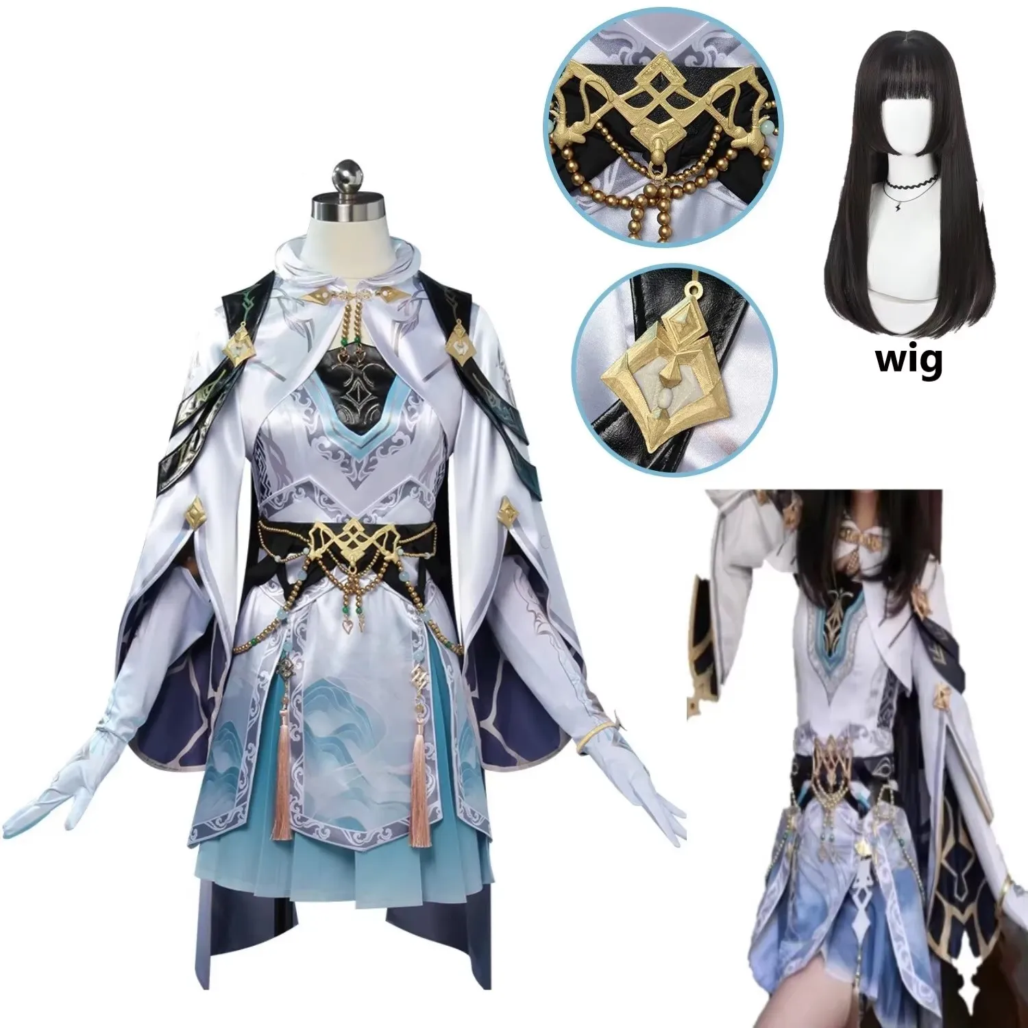 

Love And Deep Space Cosplay Woman Character Leading Lady Costume Wig Black Disguise Comic-Con Game Festivals Fancy Role Play Set