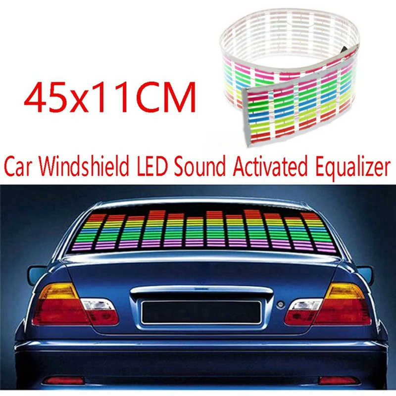 Car Windshield LED Sound Activated Equalizer Car Neon EL Light Music Rhythm Flash Lamp Sticke