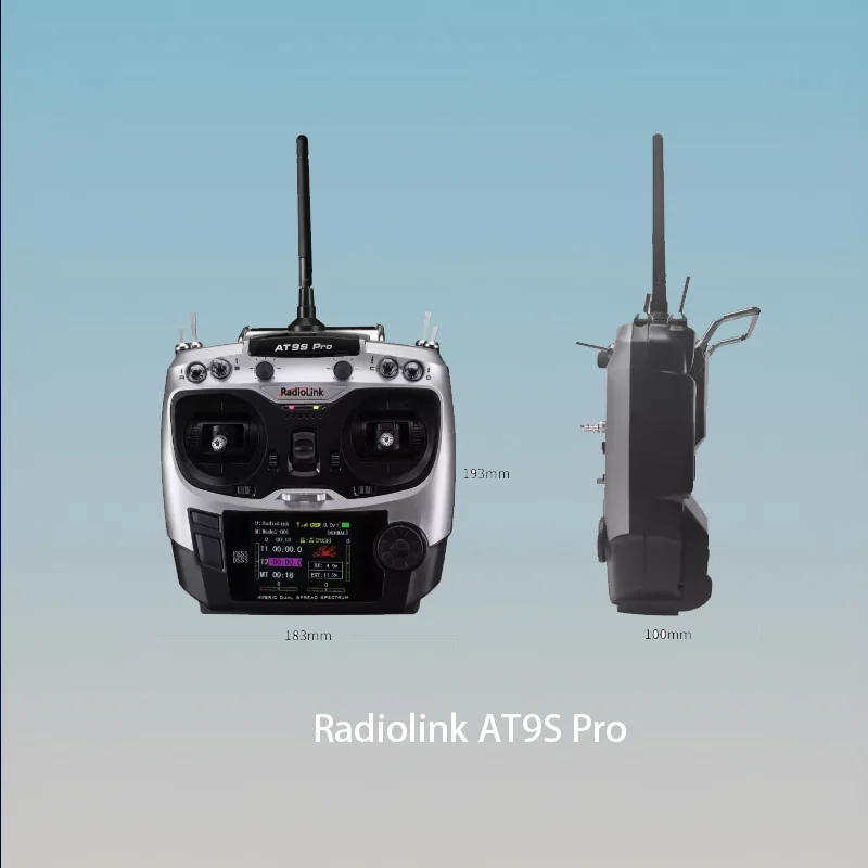 Radiolink AT9S Pro 10CH 2.4GHz RC Transmitter with R12DS Receiver 600m Range Dual Antenna for FPV Drone Racing Car/Boats