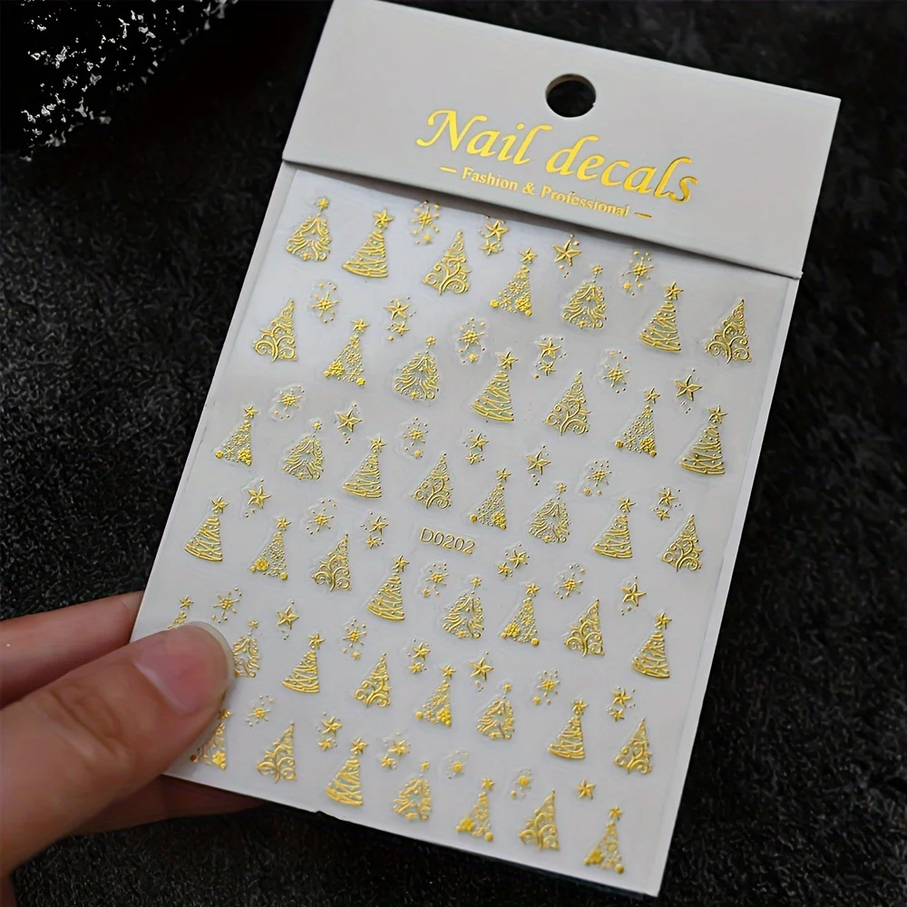 عيد الميلاد مسمار الفن الشارات-الأيائل، ندفة الثلج، موضوع عيد الميلاد، زينة الأظافر البلاستيكية ذاتية اللصق مع بريق، مسمار الديكور #5