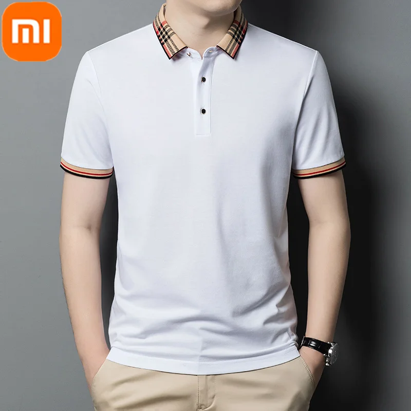 New Xiaomi YOUPIN Mercerized Cotton Solid Colour Polo Shirt Men 2023 Breathable Skin-friendly Comfortable Short-sleeved T-shirt