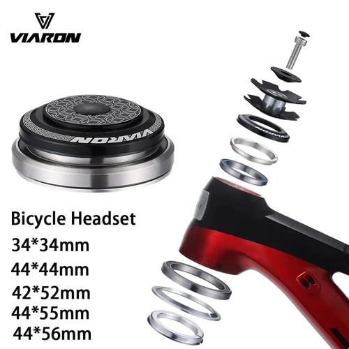 VIARON-rodamiento sellado de bicicleta CNC1, 1/8 ""-1, 1/2"", Canal espinal MTB/horquilla de tubo recto, auriculares para bicicleta de carretera de montaña, 34/44/52/55/56mm