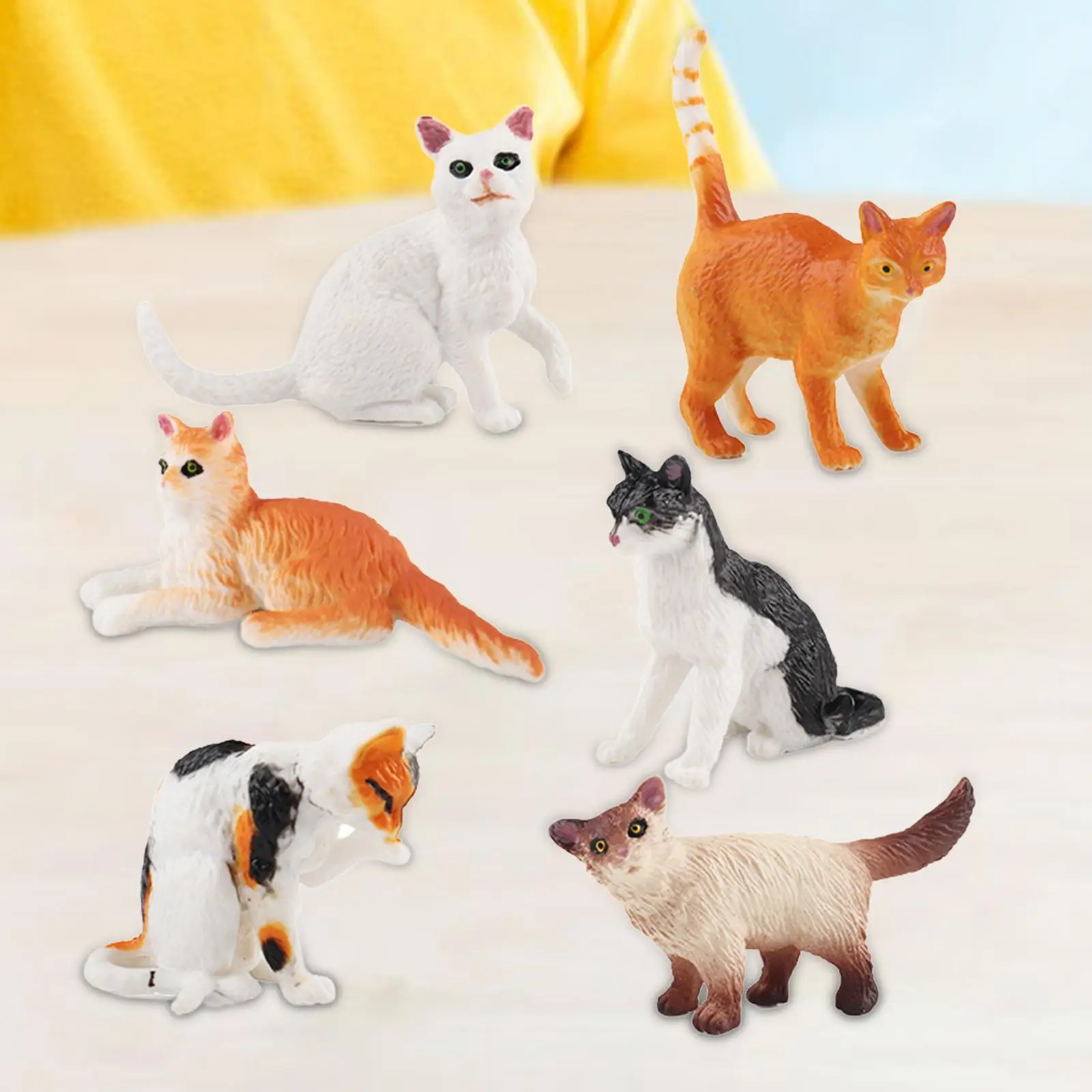 3x Simulatie Kat Speelgoed Diermodel Desktop Decor Beeldje Woondecoratie Ornament voor Studie Yard Verjaardag Boekenplank Kinderen