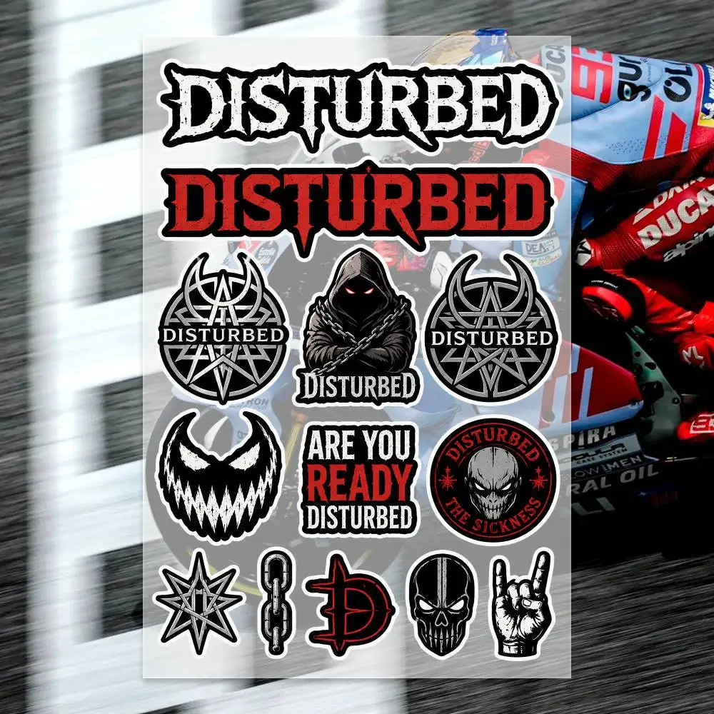 D-isturB-E-D-  Decal Set High Quality Printed and Cut Stickers Motorcycle Sticker