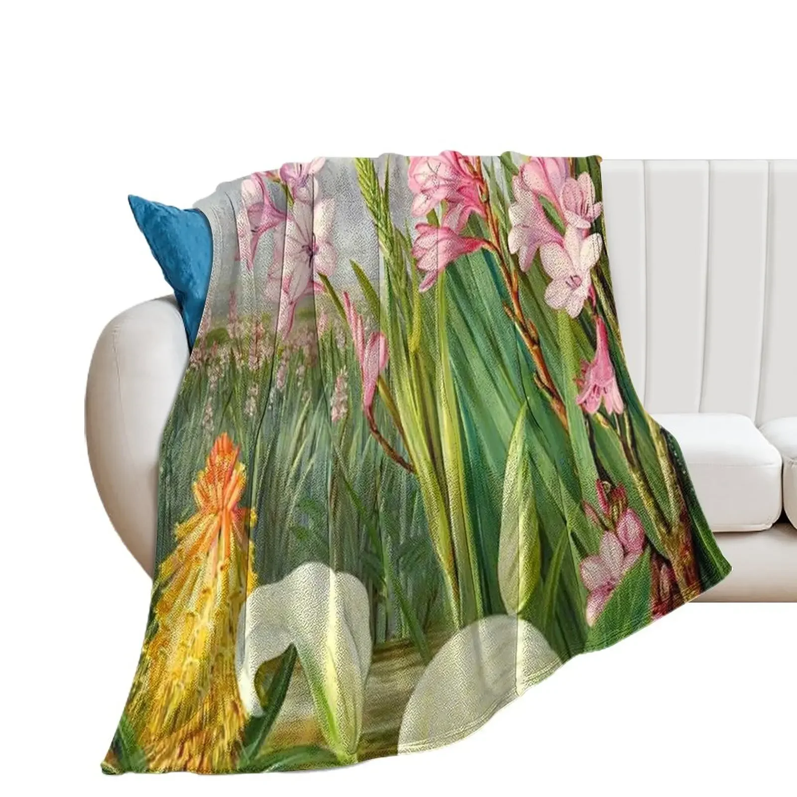 Beauties of the Swamps, fine art by Marianne North Throw Blanket bed plaid Bed linens Blankets