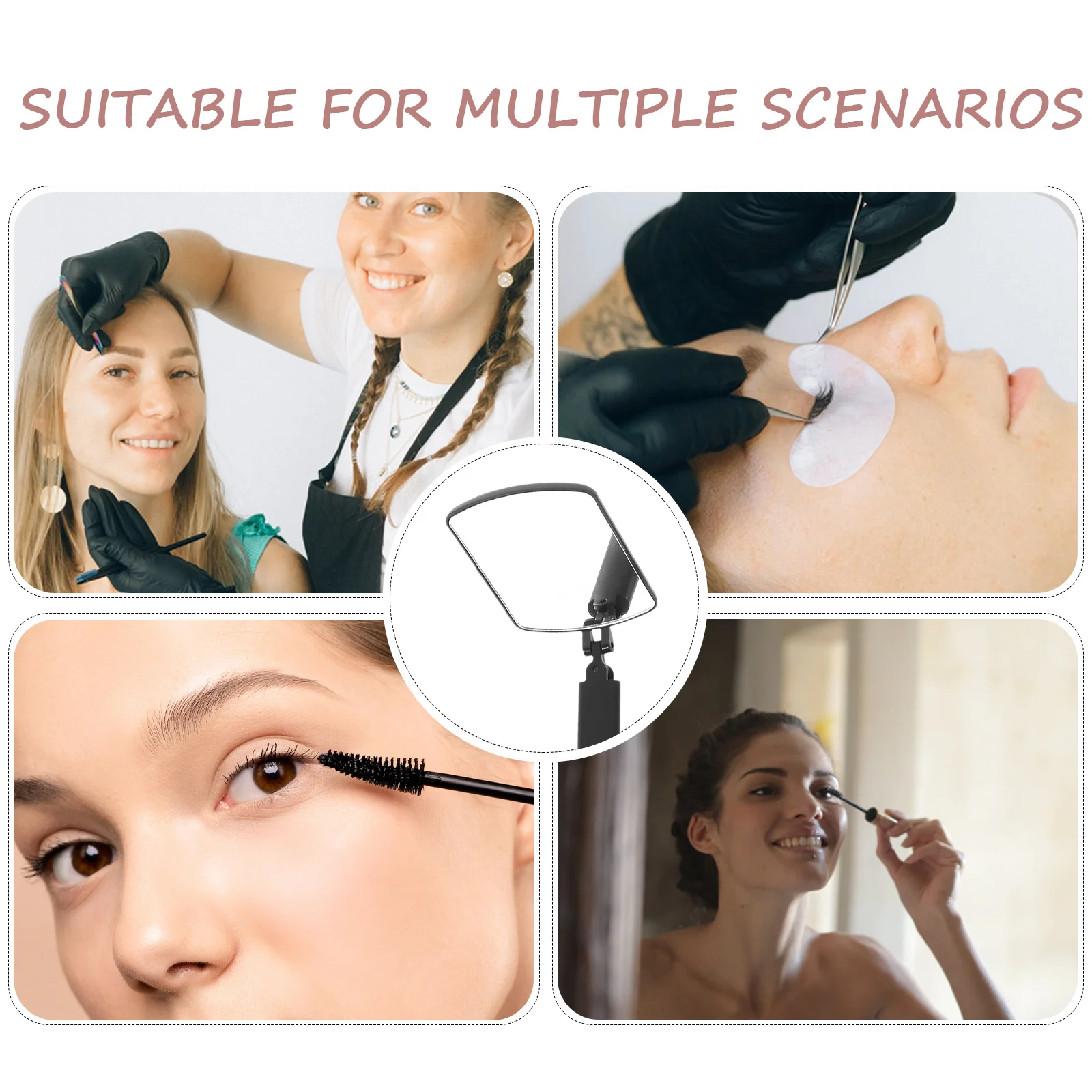 

Portable Eyelash Extension Mirror Clear Rotating Lash Inspection Mirror for Makeup Application Daily Use Salon Supplies