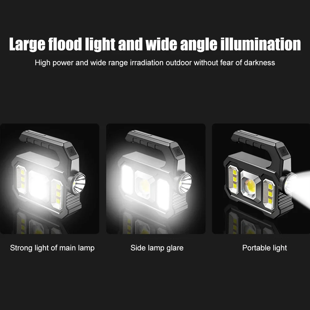 USB Rechargeable Flashlight Waterproof COB/LED Torch Light Portable Powerful Lantern Solar Light for Camping Hiking