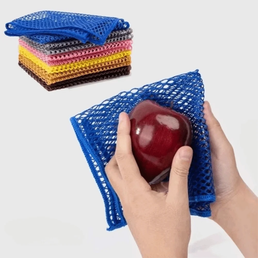 5 Pcs/Lot 30x30cm Microfiber Mesh Cloth 3D Mesh Anti-Scratch Dishwashing Scouring Pad Microfiber Non-Stick Oil