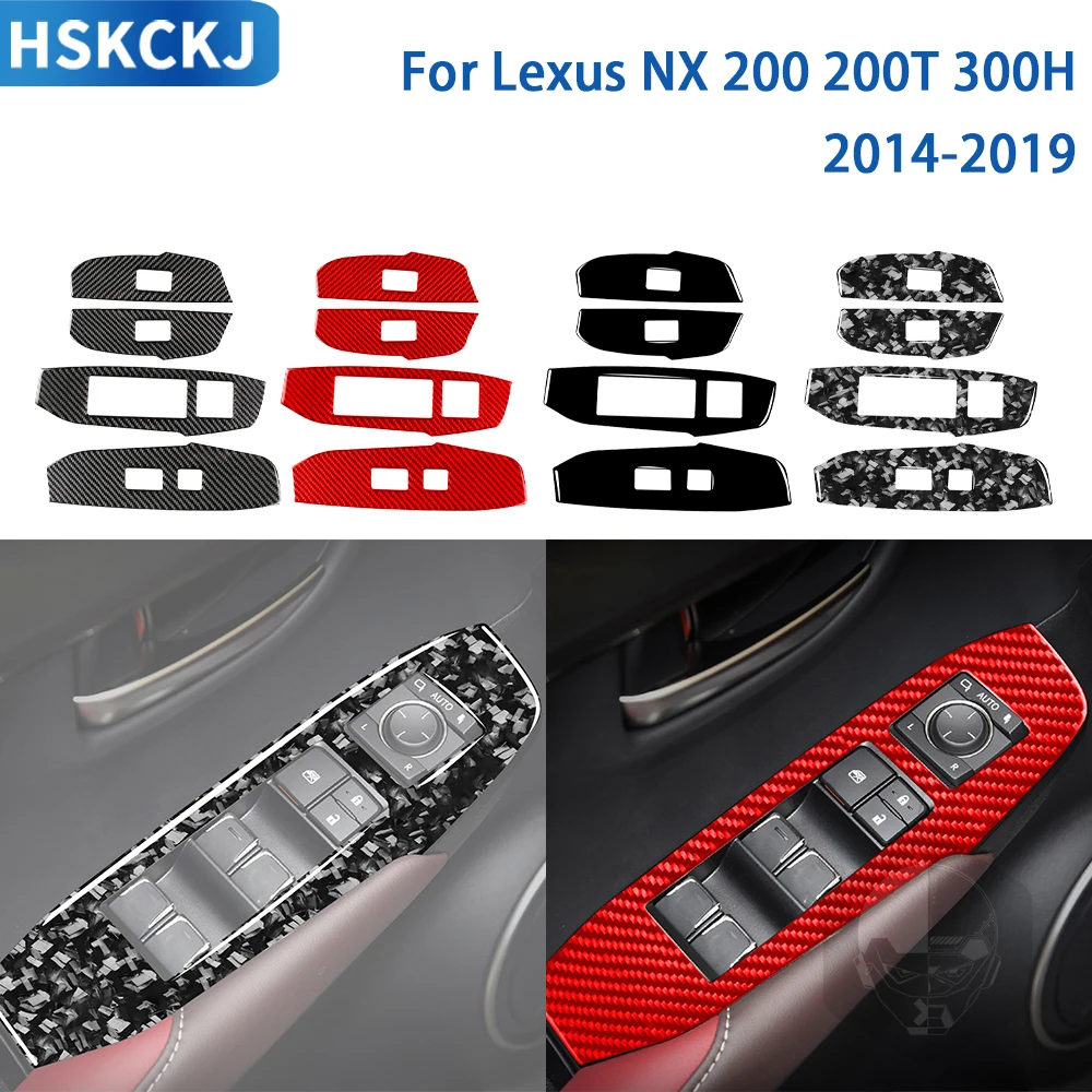 For Lexus NX 200 200t 300h 2014—2019 Car Accessories Carbon Fiber Interior Windows Control Lifting Panel Modification Stickers