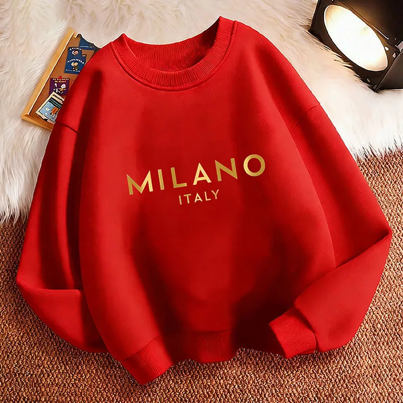 Fashion Y2k Milano Italy Letter Hoodie Kids Children's Sweatshirt Hoody for Boys Girls Casual Pullover Hoodies Hip Hop Clothes