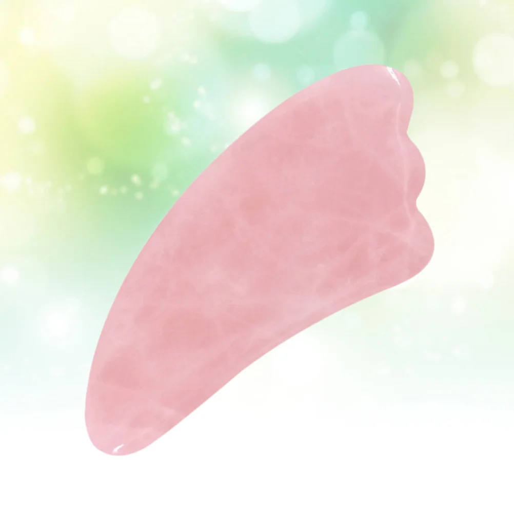 Natural Crystal Jade Scraping Massager Piece Pink Shape for Face Eye Neck Relaxation Healing