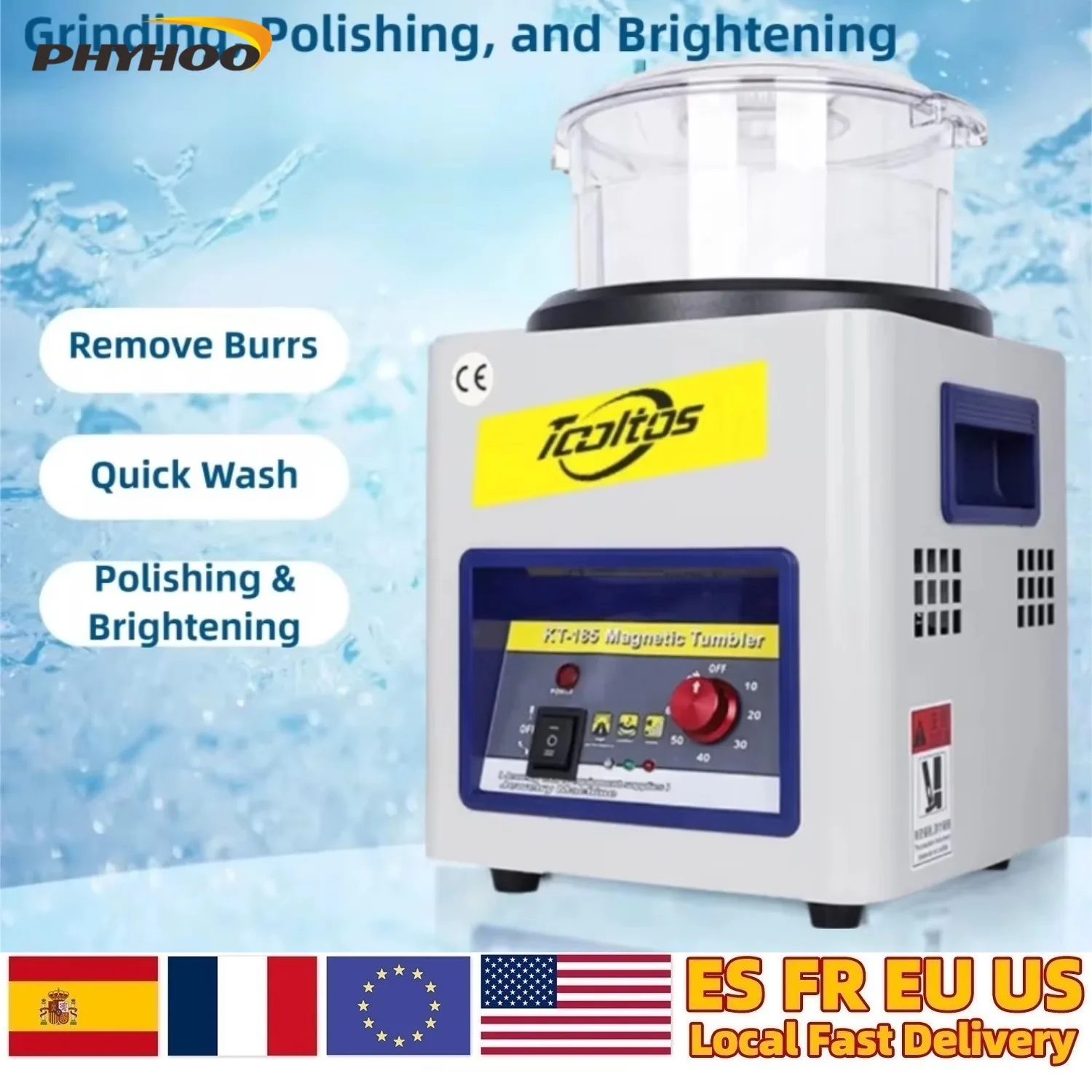 

110V KT-185 Magnetic Tumbler Polishing Machine With 200g Polishing Pins Metal Precision Parts Finishing Jewelry Polisher