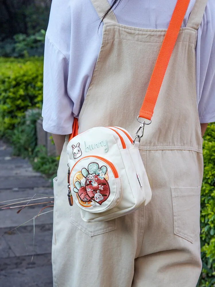 Chinese Style Two-dimensional Cute Mobile Phone Bags Soft Girl Cartoon Carrot Bags Embroidery Small Three-layer Messenger Bag