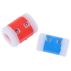 2 grandi rosso + 2 piccoli aghi per maglieria in maglia di plastica blu Row Counter Lines strumento per la calcolatrice del numero