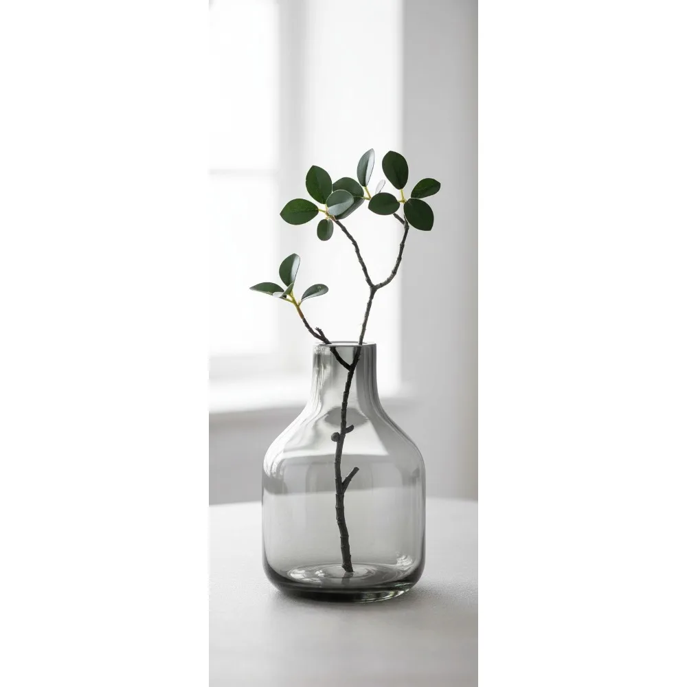 

Modern Handmade Glass Flower Vase 8" Tall - Solid Color Home Decor for Wedding Gift & Shelf Display