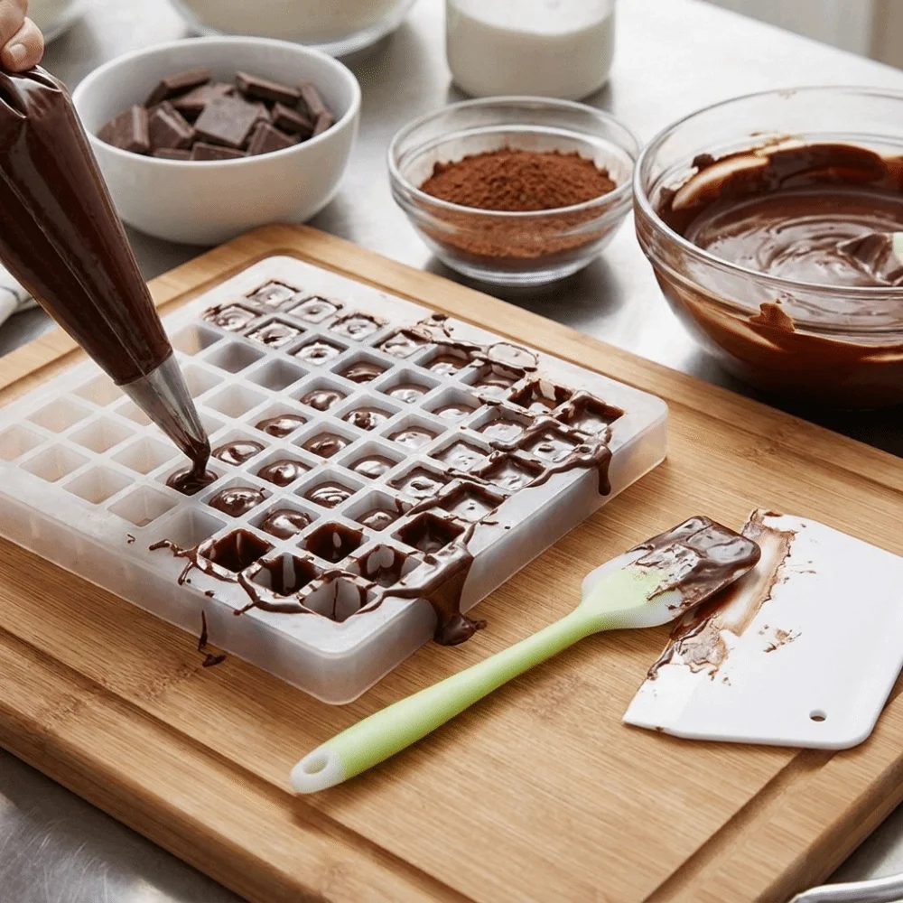 42/56/64/80-Cavity Silicone Mold Easy To Remove Square/Heart Shape Chocolate Molds Flexible Non-Stick Brown Sugar Mold Home Use