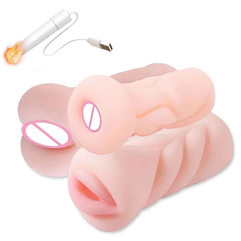 Masturbador Masculino Realista con Vagina, Ano y Boca, Masturbador Manual con Vagina Suave, Juguetes Sexuales para Hombres, Sexo Oral, Mayores de 18 Años