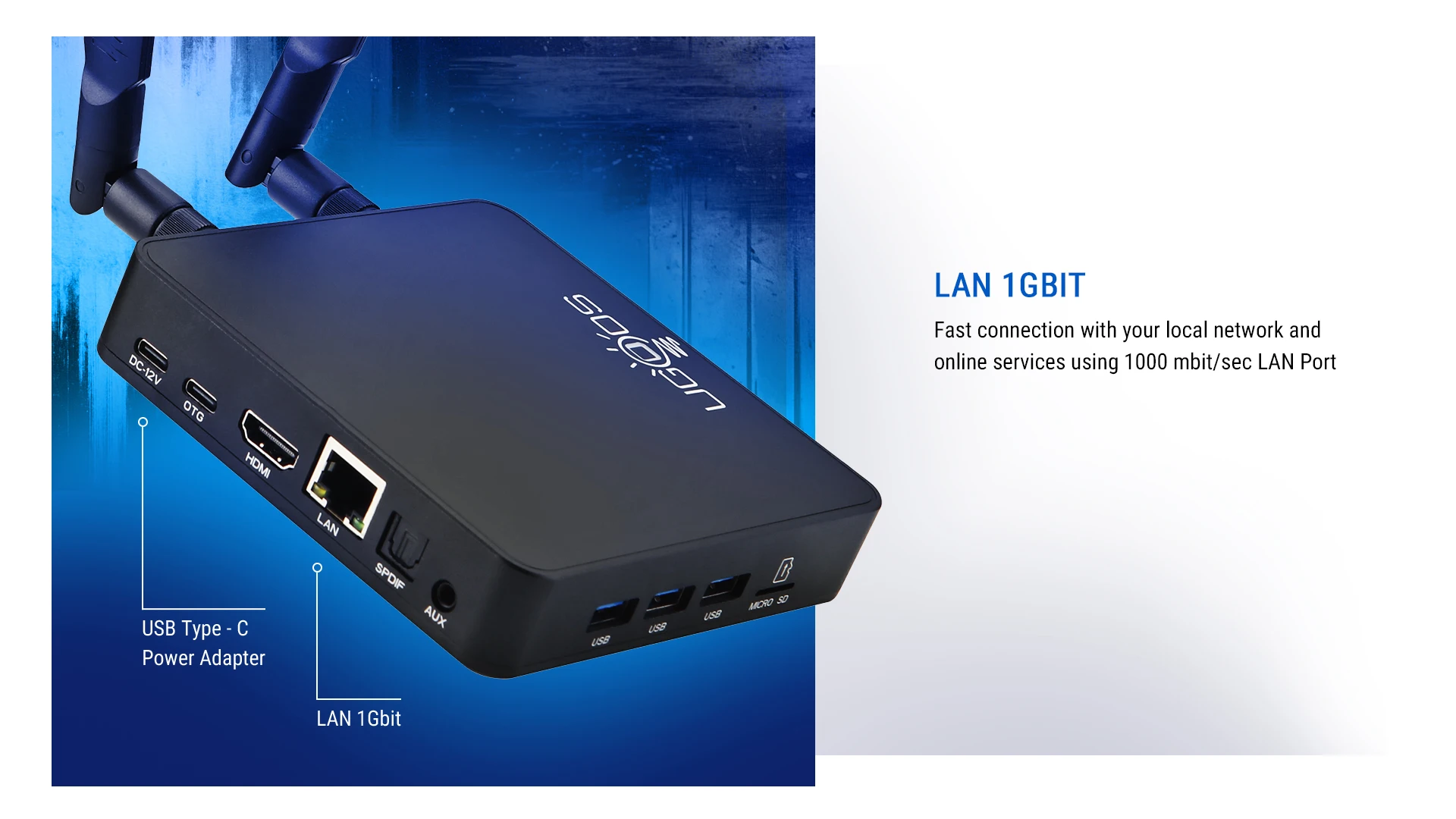 Original Ugoos AM9 Smart TV Box Android 14 Amlogic S905x5 LPDDR4X 4GB 64GB WiFi BT5.2 LAN 1000M with BT Voice Remote Set Top Box