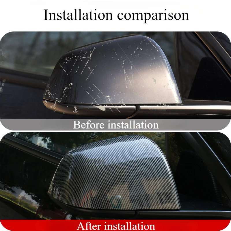 Rearview Mirror Cover for Tesla Model 3 Y Reverse Mirror Protective Cover ABS Carbon Fiber Protective Decorative Car Accessories