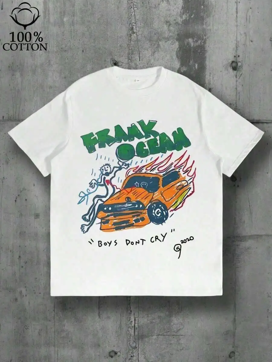 

Футболка оверсайз из хлопка с графическим принтом автомобиля и пламени, в стиле стритвир