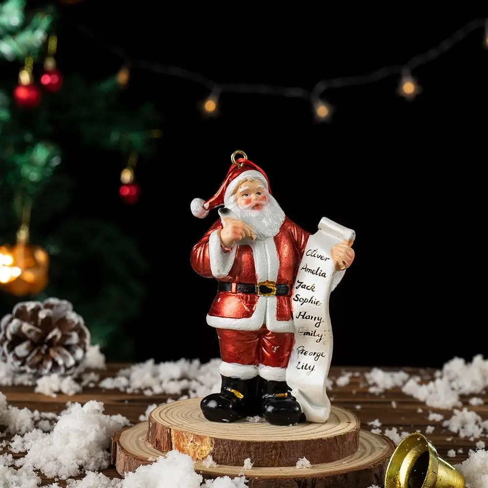 Śliczny Święty Mikołaj Wishlist Statue Żywica Kreskówka Choinka Wisiorek Nordic Zabawna Wesołych Świąt Dekoracja Nowy Rok Materiały eksploatacyjne