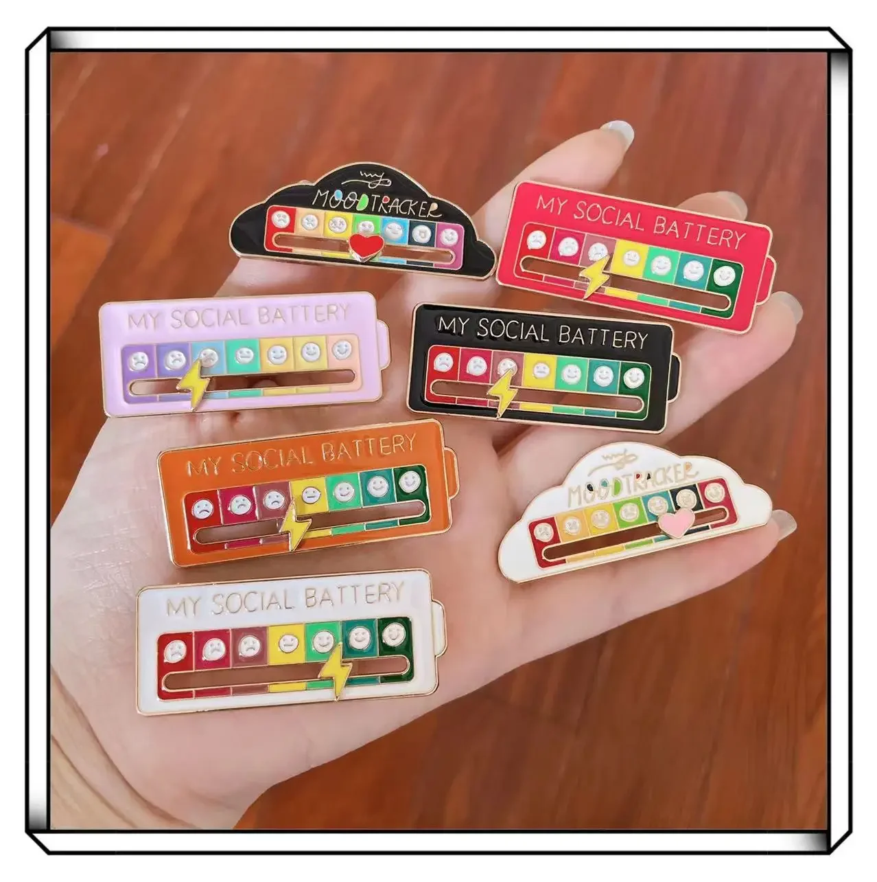 My Social Battery Mood Pins Brooch for Clothes Badges Cloud Metal Emblem Brooches for Women Social Battery Brooch Pendant Enamel