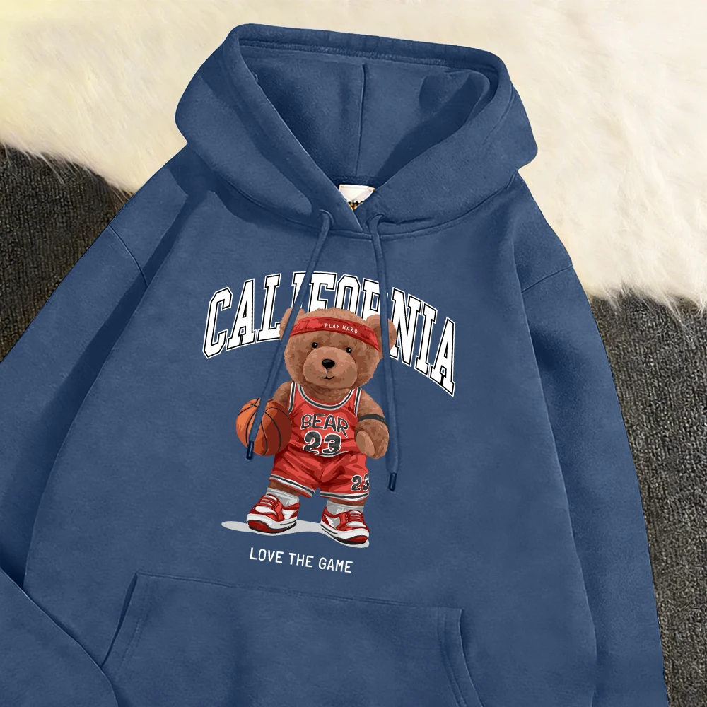 

Мужская толстовка California'S Bear Loves Basketball, уличный свободный пуловер, осенняя мода, повседневная флисовая одежда унисекс с длинными рукавами