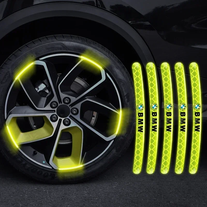 Car Wheel Tire Rim Hub Reflective Luminous Emblem Sticker Car Styling For BMW F20 E36 E92 E87 E30 E46 E91 F31 X5 E53 E34 F11 E70