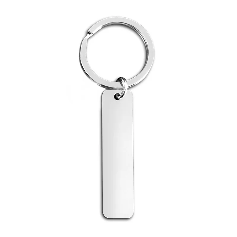 

10 Pieces Stainless Steel Long Strip Geometric Custom Engraved Hanging Tag Metal Keychain Backpack Pendant Festival Souvenir