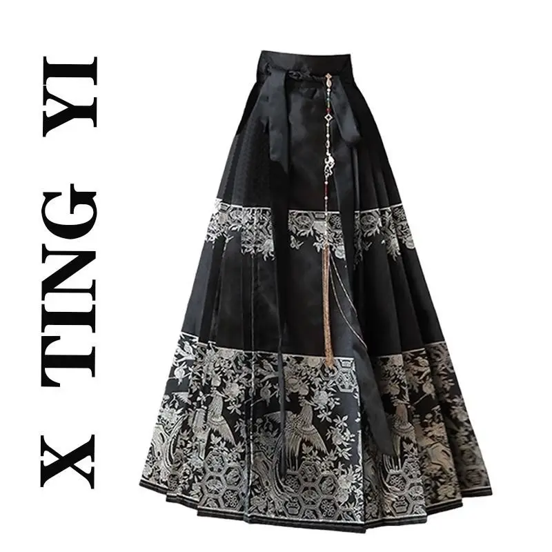 New Chinese Style Women's Shirts Top Acient Elements Horse Skirt Suit Autumn and Winter Fashion Design Hanfu Chino Mujer