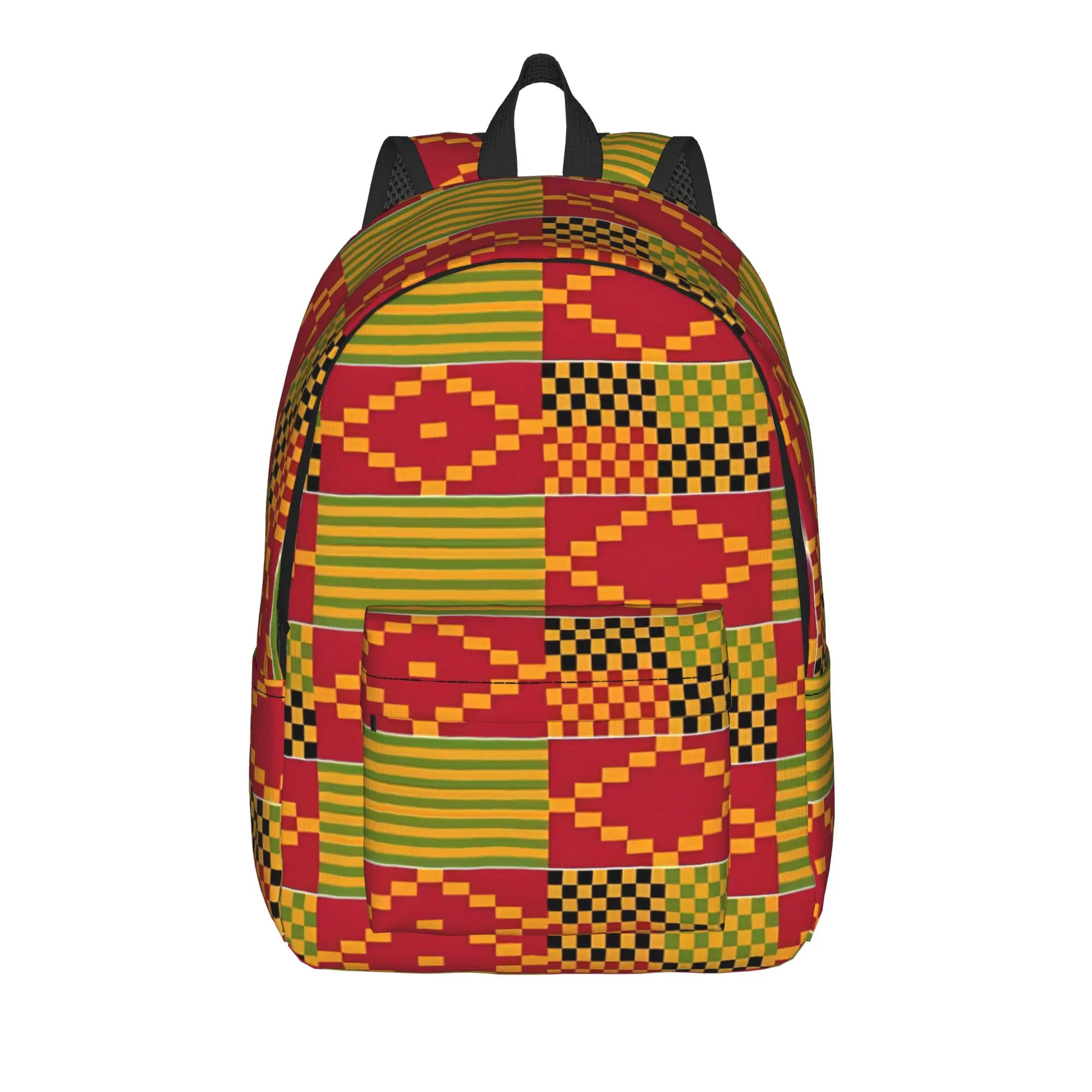African Pattern Authentic Kente Cloth Backpack  Travel Backpacks Teen Colorful Lightweight High School Bags Aesthetic Rucksack