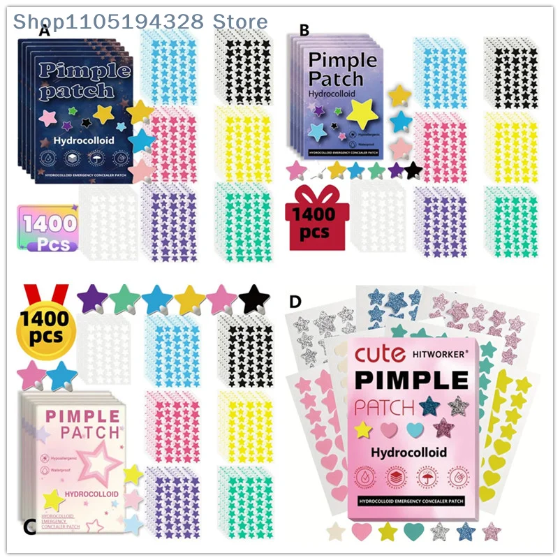

[HB]1400 Pcs Star Acne Sticker, Mild And Non-Irritating Acne Sticker, Covers Acne Flaws, Waterproof And Breathable
