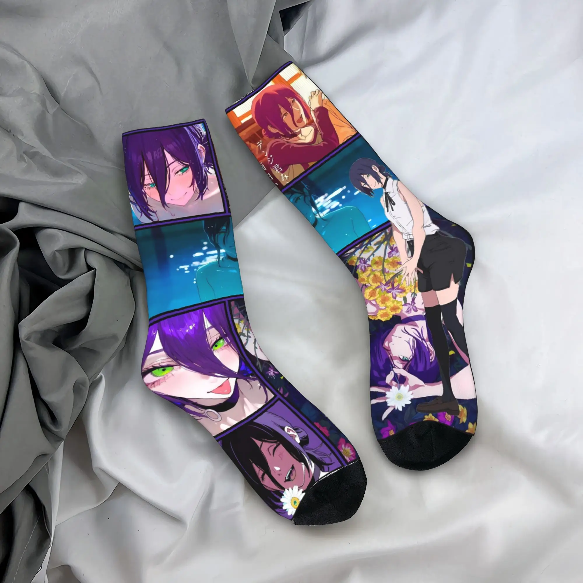 Reze layered manga Stockings Chainsaws Mans Elegant Socks Men Medium Soft Socks Spring Running Anti Sweat Socks Birthday Present