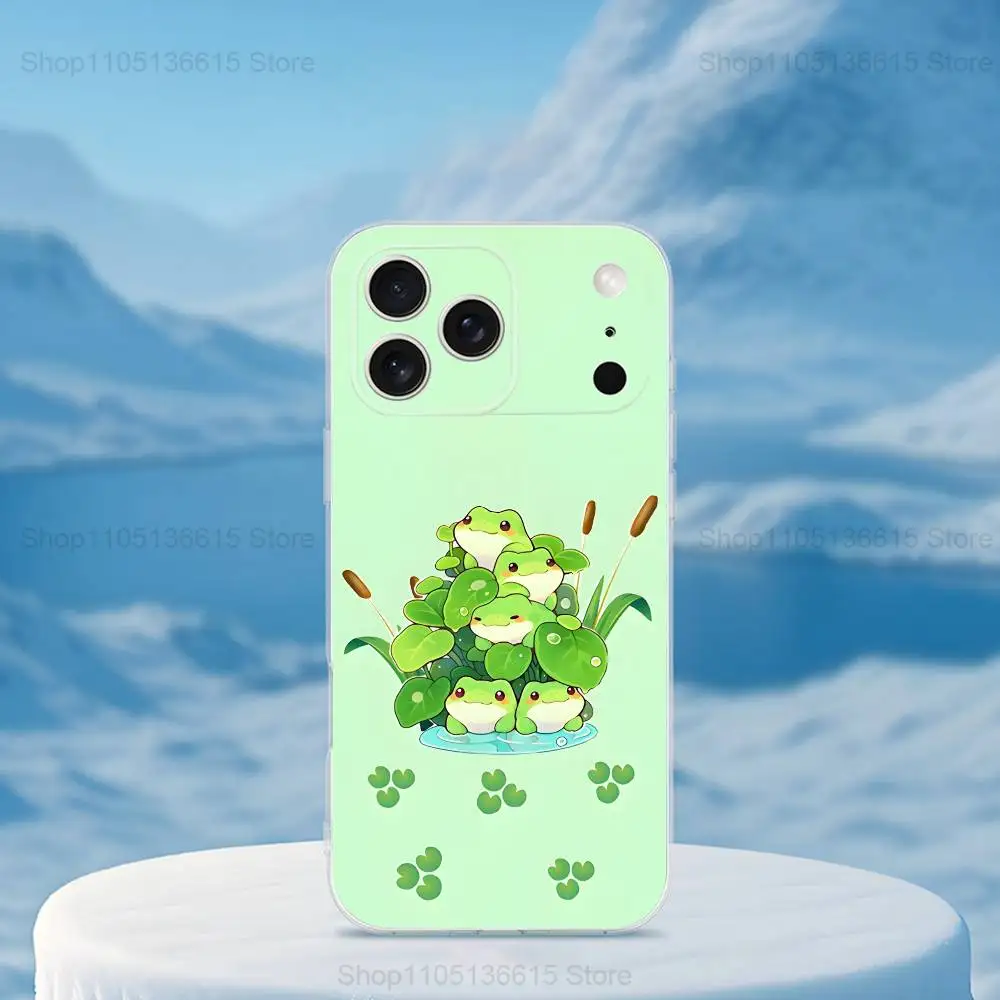 Funda de teléfono con dibujos de rana de arte bonito para iPhone 16,15,14,13,12,11,17 Pro,Max,Plus,X,XS,XR,SE,Mini funda suave transparente