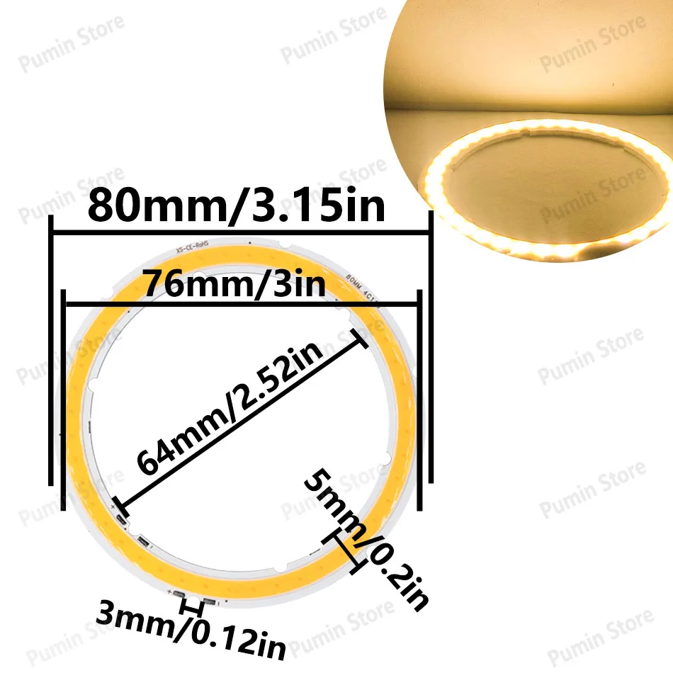 Angel Eyes 12V LED COB Runde Ring-Glühbirne Lichtquelle Warmweiß Kaltweiß 20-120mm LED-Chip-Modul Dekorative Heimbeleuchtung Deckenlampe