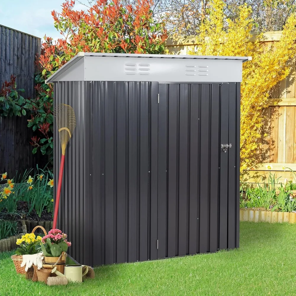 Storage Shed, 5 x 3 x 6 FT Outdoor Storage Shed Clearance with Lockable Door, Steel Anti-Corrosion Waterproof, Storage Shed