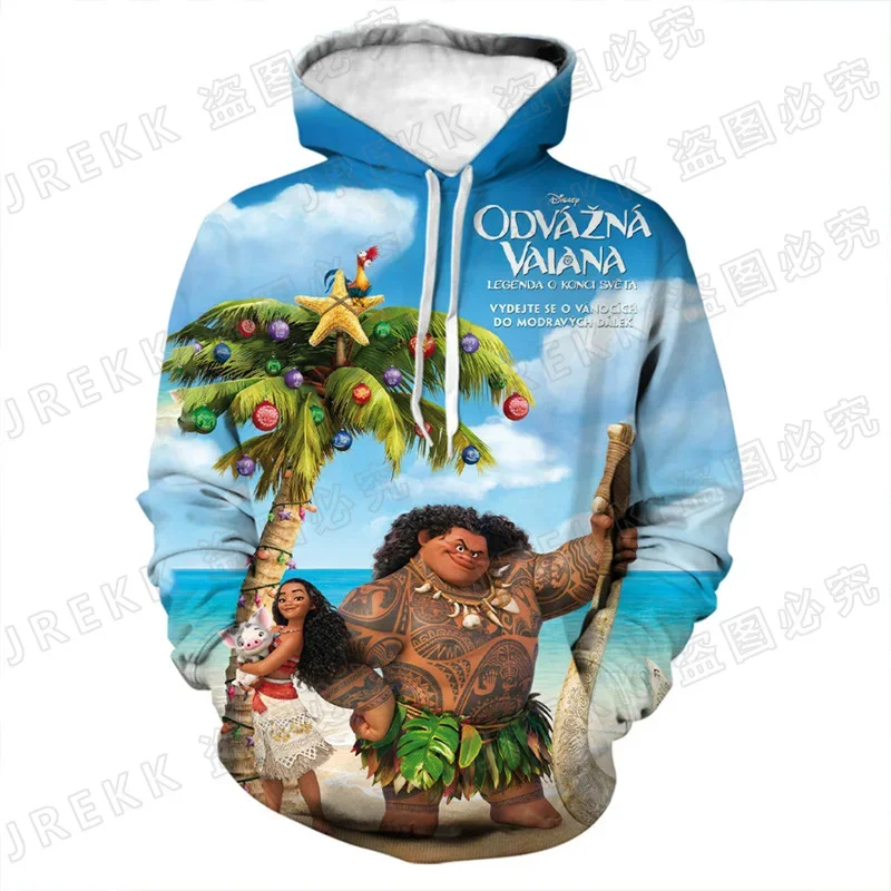 Disney Boys and Girls Hoodies Moana Men's Hoodies 3D Printed Maui Pullover MINISO Men's Hoodies Fashion Oversized Men's Clothing