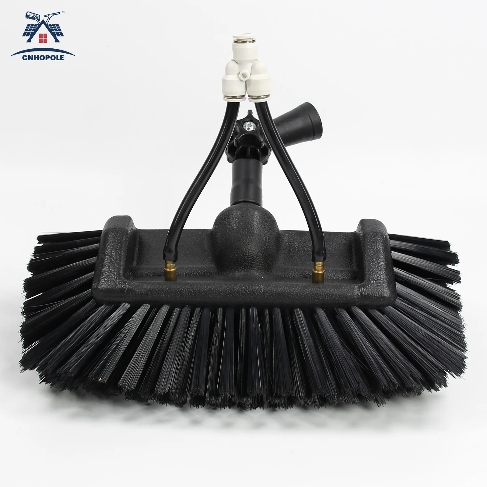 CNHOPOLE Five Surface Water Fed Flow Through Brush Head for High Window/Solar Panel/Track/Bus/Boats Cleaning Washer Accessory (W