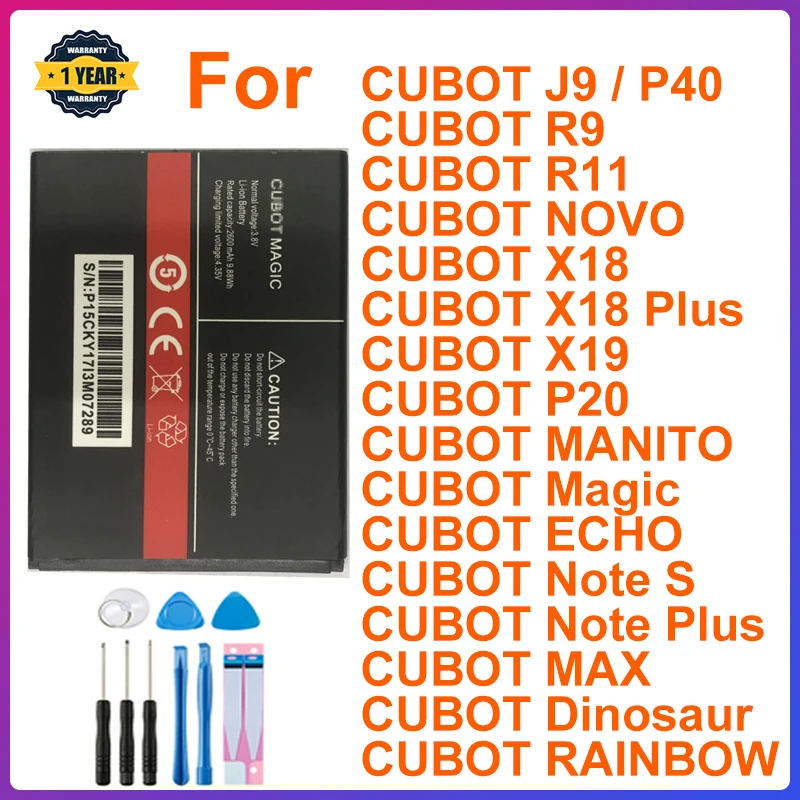 100% Original CUBOT Battery For CUBOT J9 P40 P50 R9 R11 X19 P20 Note S Note Plus MAX Dinosaur X18 Plus RAINBOW NOVO MANITO ECHO