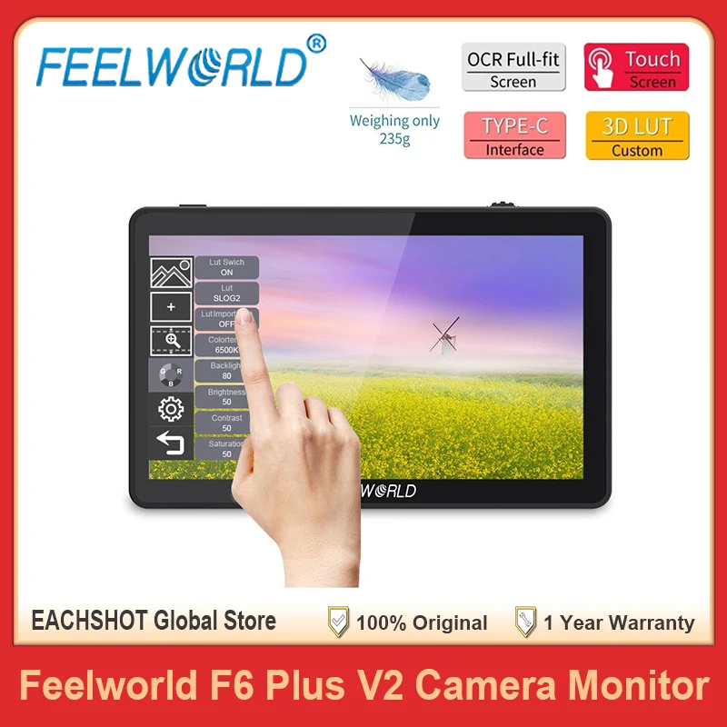 FEELWORLD F6 PLUS V2 6-дюймовый монитор для цифровой зеркальной камеры 3D LUT полевой сенсорный экран для Sony Canon Nikon IPS FHD Видеофокусировка Assist