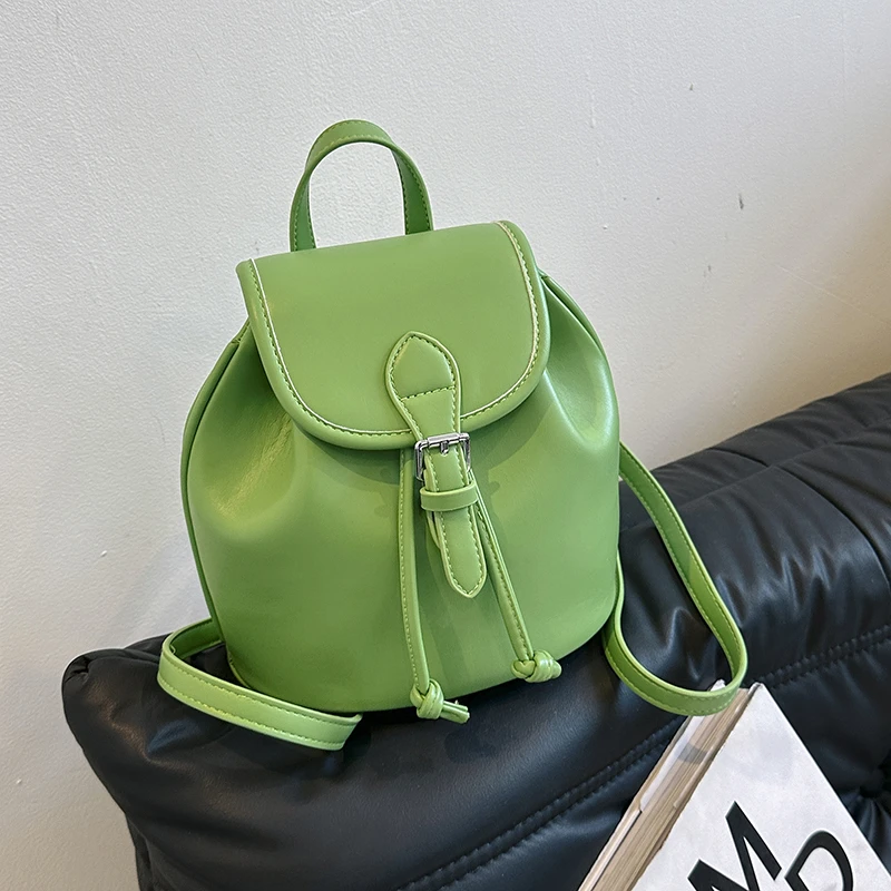 Mochila De cuero suave Popular en Japón y Corea del Sur, estilo occidental, versátil, Color Macaron, moda femenina, bolso nuevo, 2024