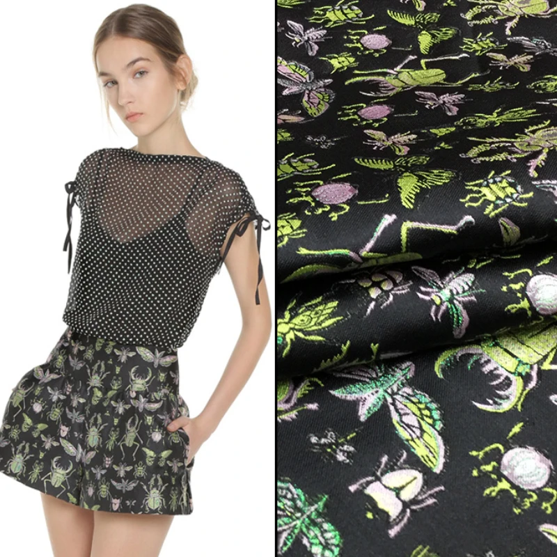 Yarn Dyed Jacquard Cartoon Insect Puffy Dress Clothing Spring Summer Fashion Design Sewing Wholesale Material Cloth by the Meter
