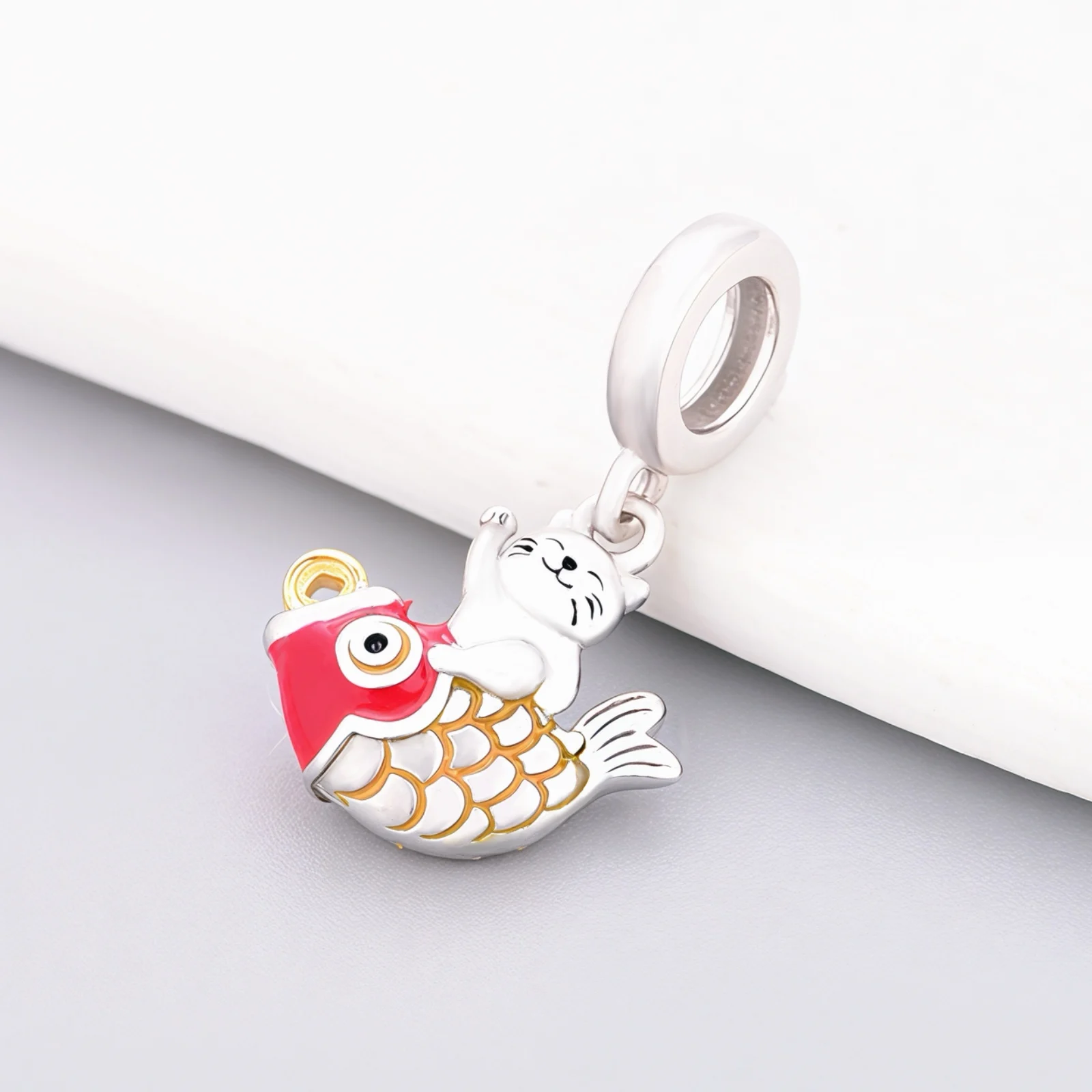 Fit Original Pan Charms Bracelet 100% 925 Sterling Silver Leaping Animal Koi Carp Fish Bead For Making Women Berloque 2023 DIY view 4