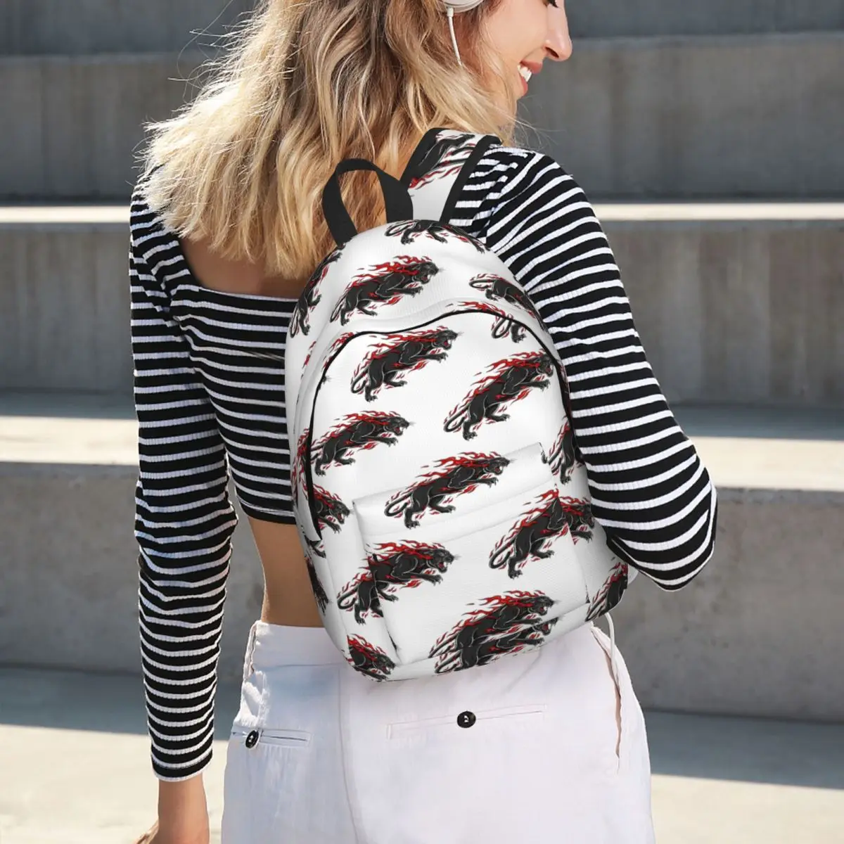 Fiery Panther Flaming Beast Backpack Hot Sale Daypack Large Capacity Children BookBag School Bag Shoulder Bags for Men Women