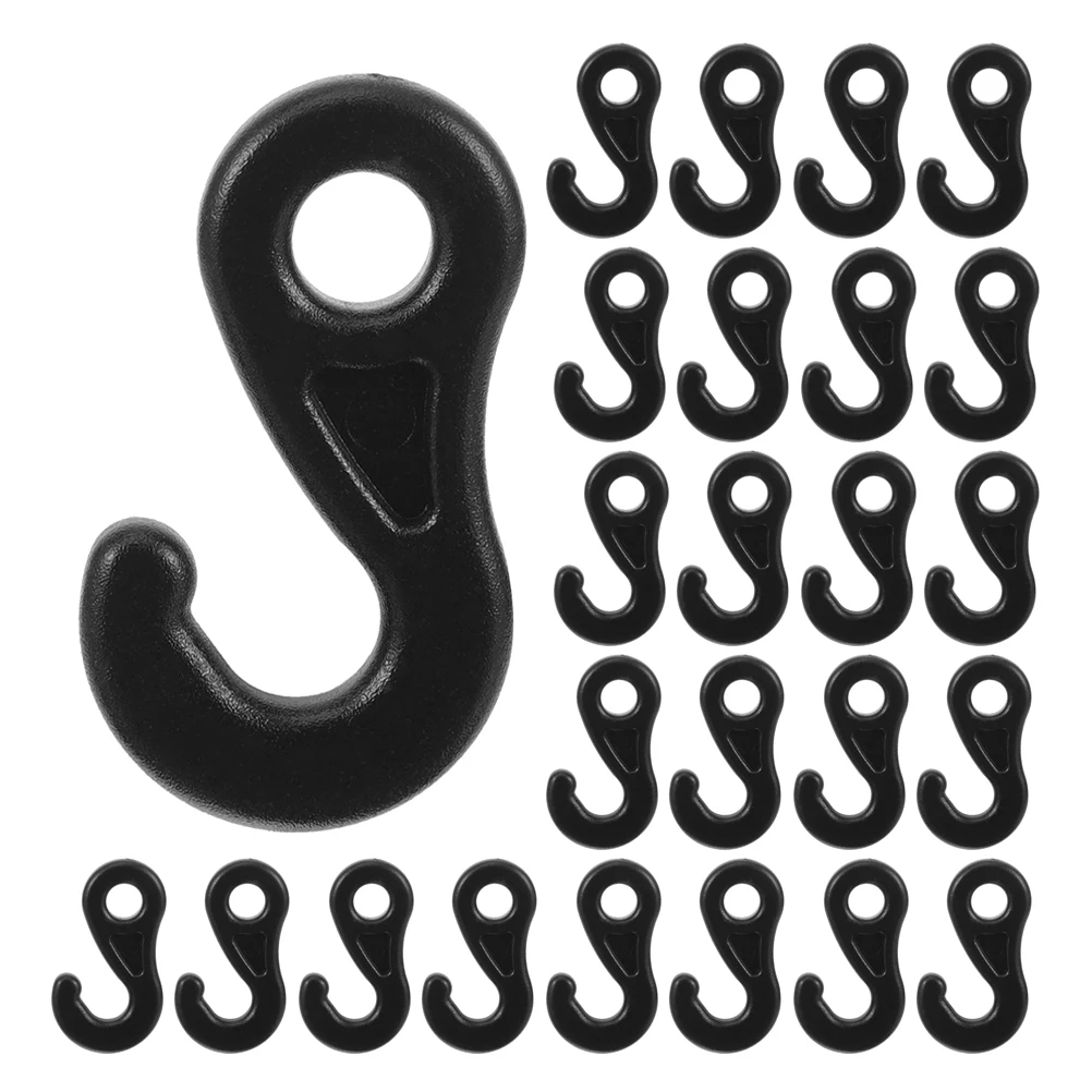 

100pcs Tent Black Pom Plastic Canopy Elastic Bungee Rope End Buckles Rope Buckles Camping Windproof Accessories